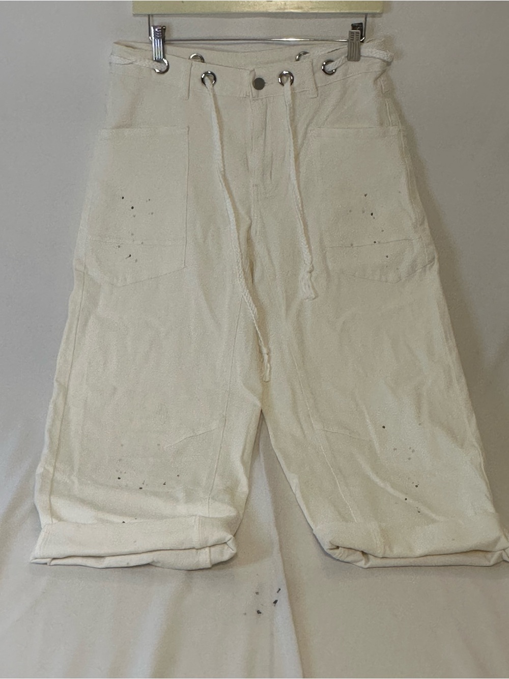 Wide-Leg Utility Jeans with Drawstring Waist